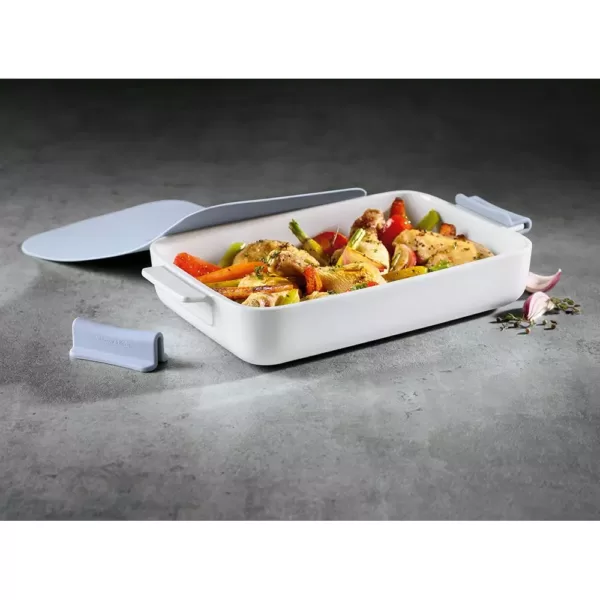 Villeroy & Boch Clever Cooking 4-Piece 11.75 in. Rectangular Casserole Set with Silicone Lid and Handles