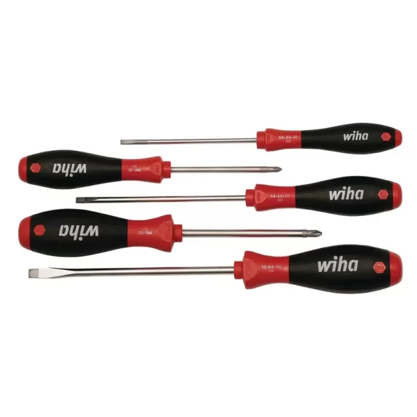 Wiha 5-Piece Soft Slotted and Phillips Screwdriver Set