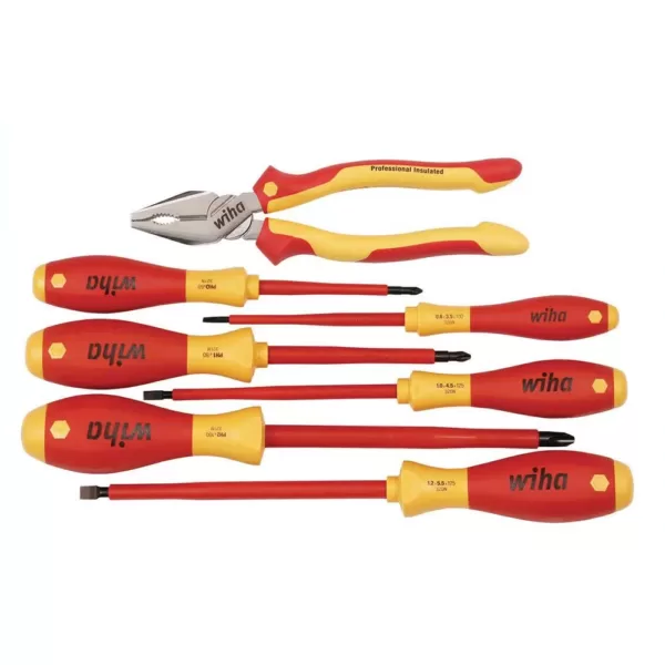 Wiha 7-Piece 8 in. Insulated Screwdriver Set with Lineman's Pliers