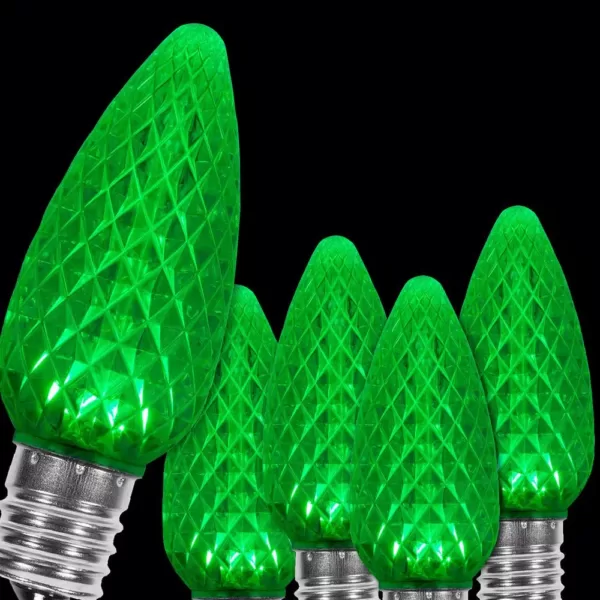 Wintergreen Lighting OptiCore C9 LED Green Faceted Christmas Light Bulbs (25-Pack)