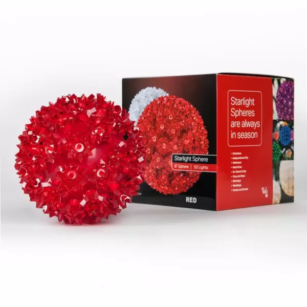 Wintergreen Lighting 6 in. 70-Light LED Red Decorative Starlight Sphere