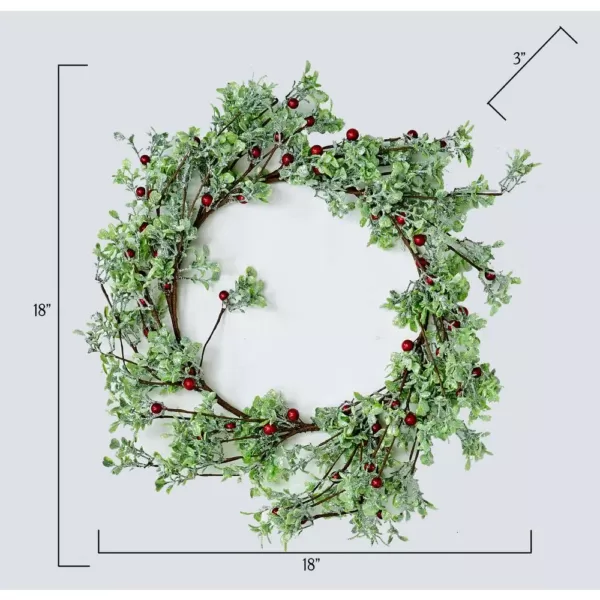 Worth Imports 18 in. Green Leaves and Red Berries Wreath