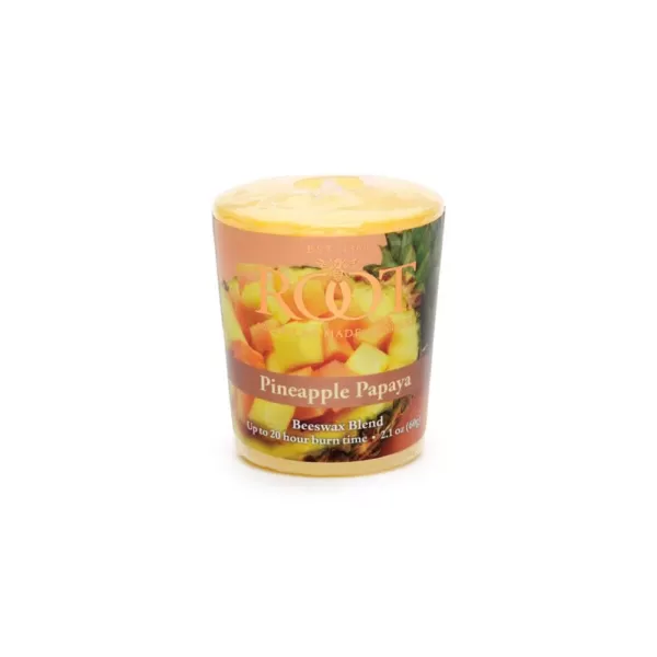 ROOT CANDLES 20-Hour Pineapple Papaya Scented Votive Candle (Set of 18)