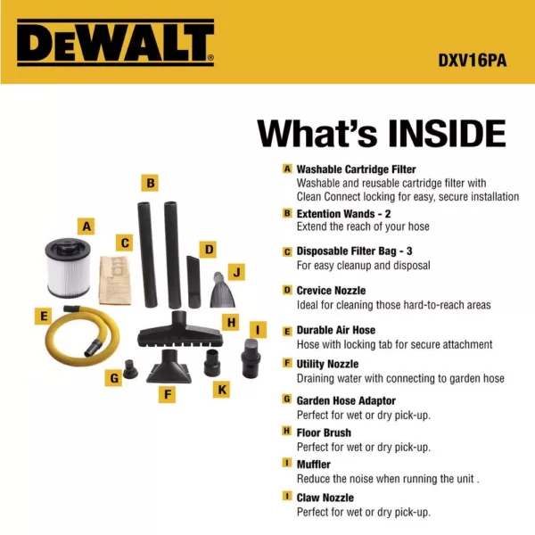 DEWALT 16 Gal. 6.5 HP Poly Wet/Dry Vac with 3 Bags