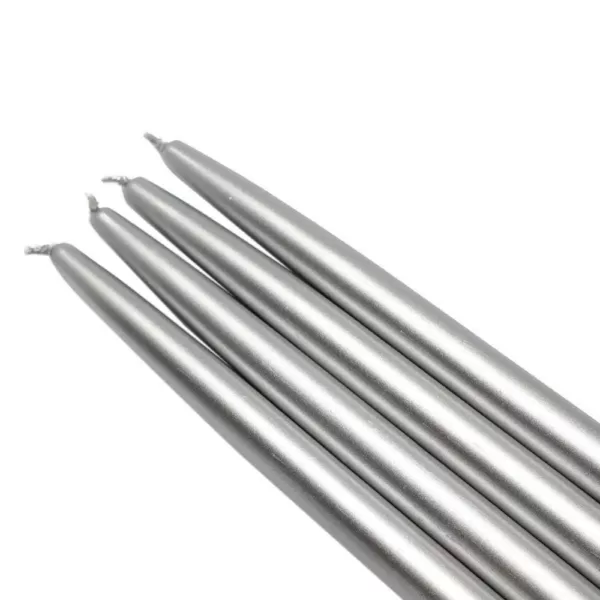 Zest Candle 10 in. Metallic Silver Taper Candles (Set of 12)